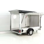 Debon Reboque fechado C300 Sandwich 148x295cm H:190cm 1,3t, Alu, Polybug, Porta, Trampilla, preto-Novo