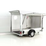 Debon Reboque fechado C300 Sandwich 148x295cm H:190cm 1,3t, Alu, Polybug, Porta, Trampilla, branco-Novo