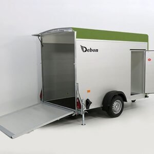 Debon Reboque fechado C300 148x295cm H:190cm 1,3t Alu, Polybug, Porta, verde oliva-Novo