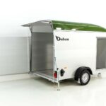 Debon Reboque fechado C400 164x315cm H:200cm 1,3t, Alu, Polybug, Porta, verde oliva-Novo
