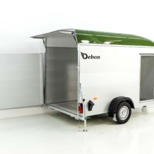 Debon Reboque fechado C400 164x315cm H:200cm 1,3t, Alu, Polybug, Porta, verde oliva-Novo