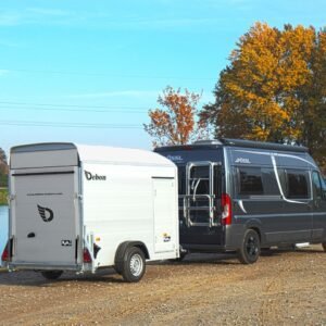 Debon Reboque fechado C300 148x295cm H:190cm 1,3t, Alu, Polybug, Porta, branco-Novo