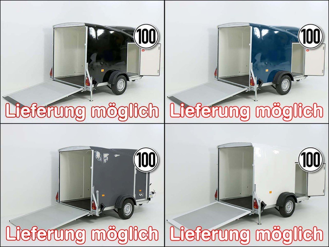 Debon Reboque fechado Cargo 1300 Vollpoly 150x290cm H:160cm, Porta-Novo