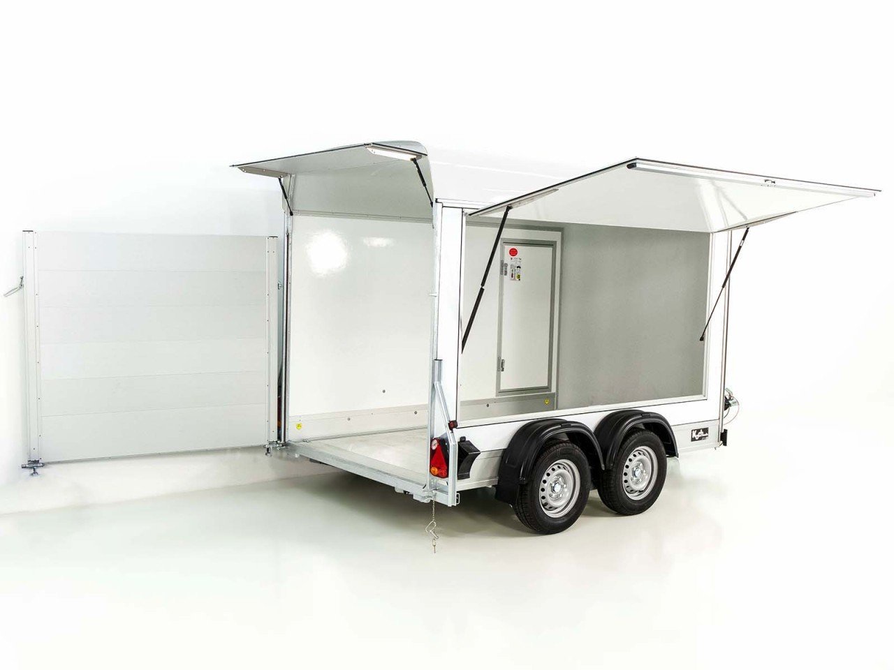 Debon Reboque fechado C500 Sandwich 164x300cm H:200cm 2,0t-Alu-Polybug-Porta-branco-Novo