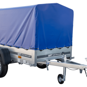Reboque Garden Trailer 200 KIPP 200×106 cm 750 kg [com Arcos altos, lona azul alta e Roda jockey]-Novo