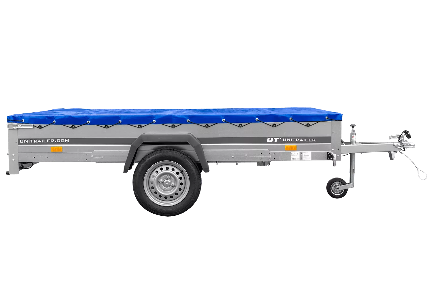 Reboque de um eixo 264×150 UNITRAILER GARDEN 265 KIPP com um Suporte de lona plana e lona azul-Novo - Image 4