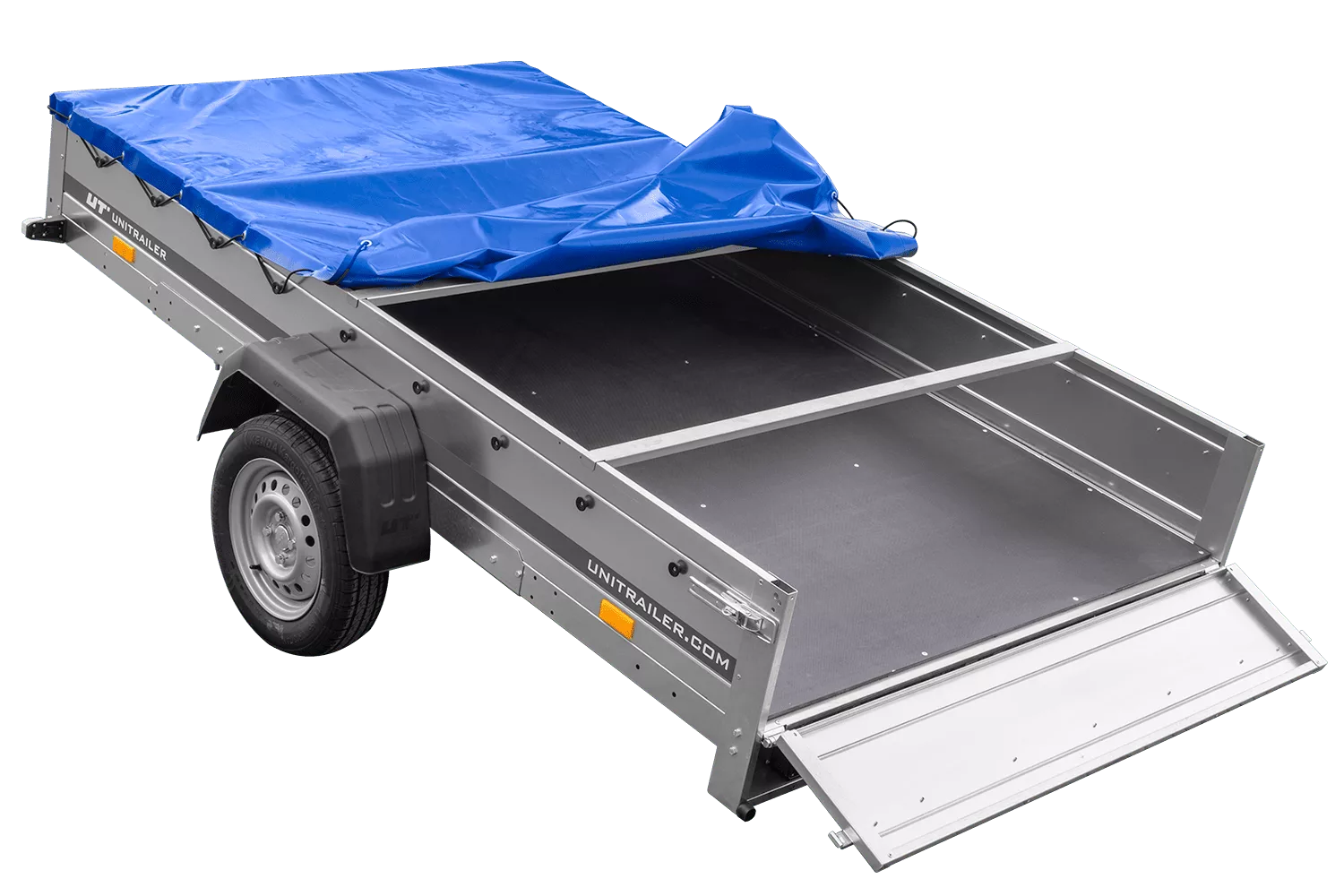 Reboque de um eixo 264×150 UNITRAILER GARDEN 265 KIPP com um Suporte de lona plana e lona azul-Novo - Image 7