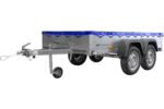 Garden Trailer 264/2 Kipp Com Roda jockey, Suporte de lona e Lona azul plana-Novo