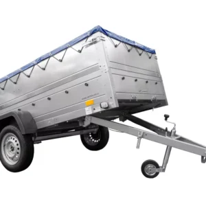 Grande Reboque 750 kg Garden Trailer 264 KIPP com Suplemento lateral [adicional 40 cm], Roda jockey e lona azul plana-Novo